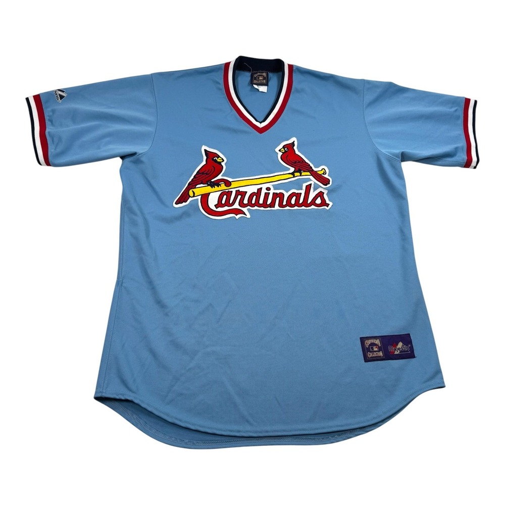 Vtg St Louis Cardinals Jersey Mens L Blue MLB Baseball Majestic USA Cooperstown